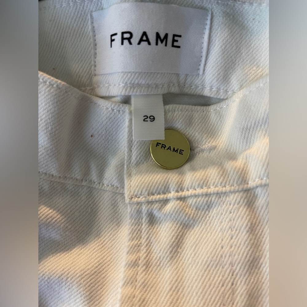 Frame Le Garcon Mid-Rise Distressed White Boyfriend Jeans Size 29 (US-8) NWT - Picture 7 of 15